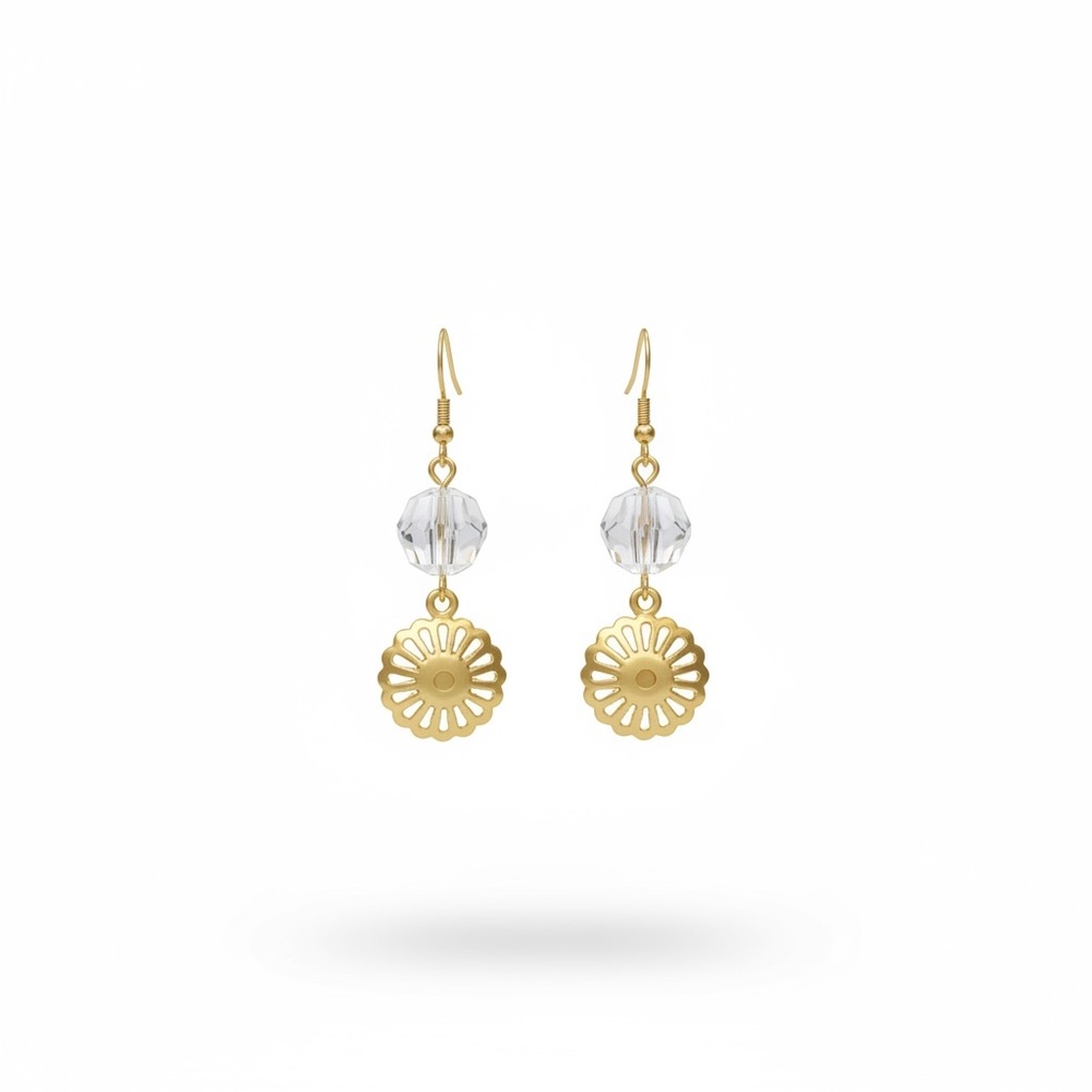 Chic Gold and Silver Floral Earrings